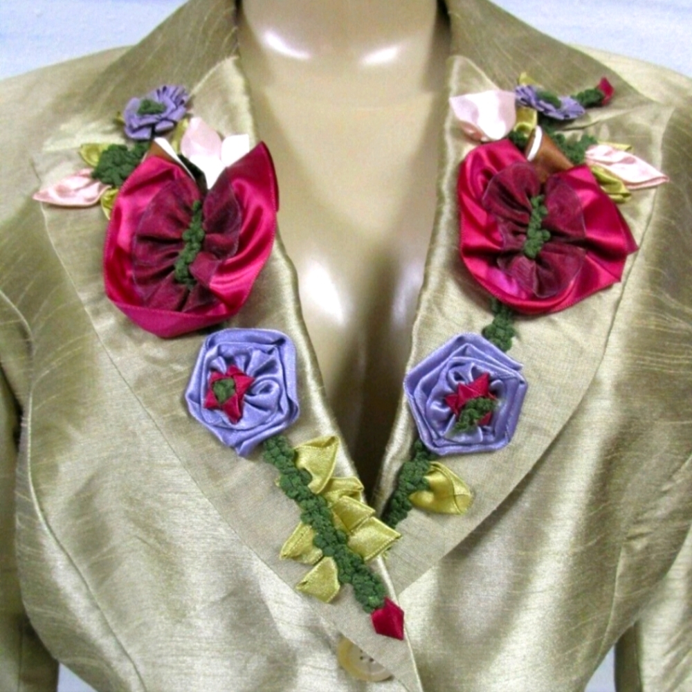 JACKIE JON NEW YORK Jacket Dress Topper Womens Gold Floral Size 10